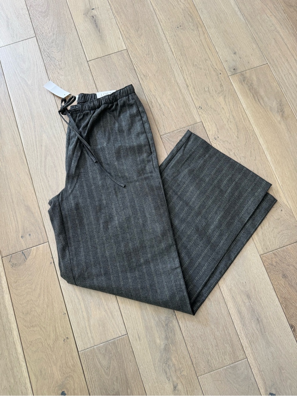 LOFT Women's Straight Leg Pinstripe Pants - Charcoal Gray